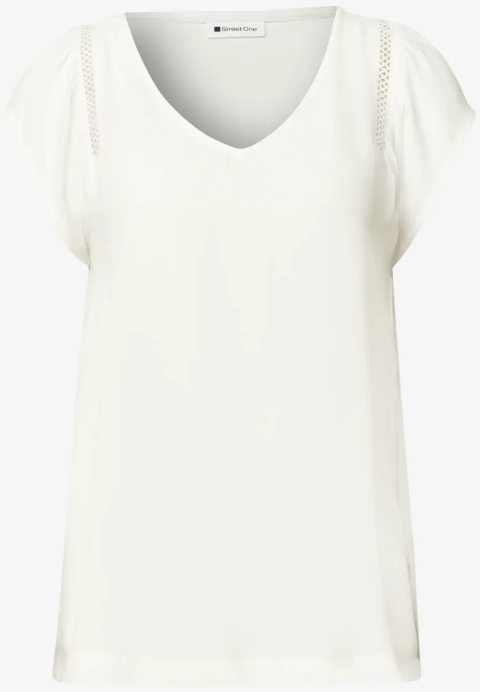 Shirt met overhangende schouders en V-hals