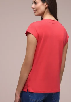 Shirt met overhangende schouders en V-hals