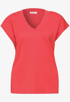 Shirt met overhangende schouders en V-hals