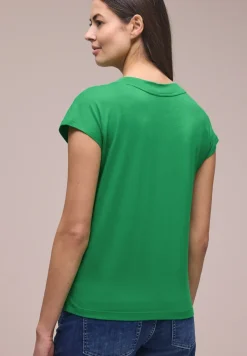 Shirt met overhangende schouders en V-hals