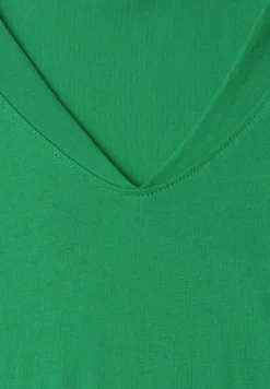 Shirt met overhangende schouders en V-hals