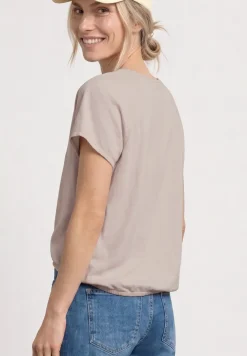 Shirt met overhangende schouders in een structuurmix