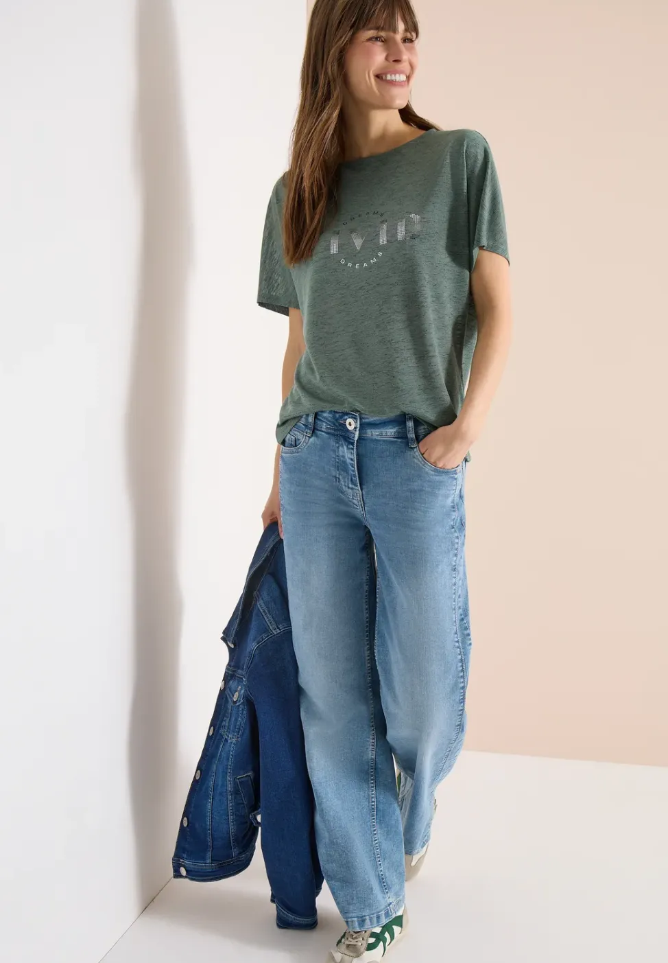 Shirt met overhangende schouders in linnenlook