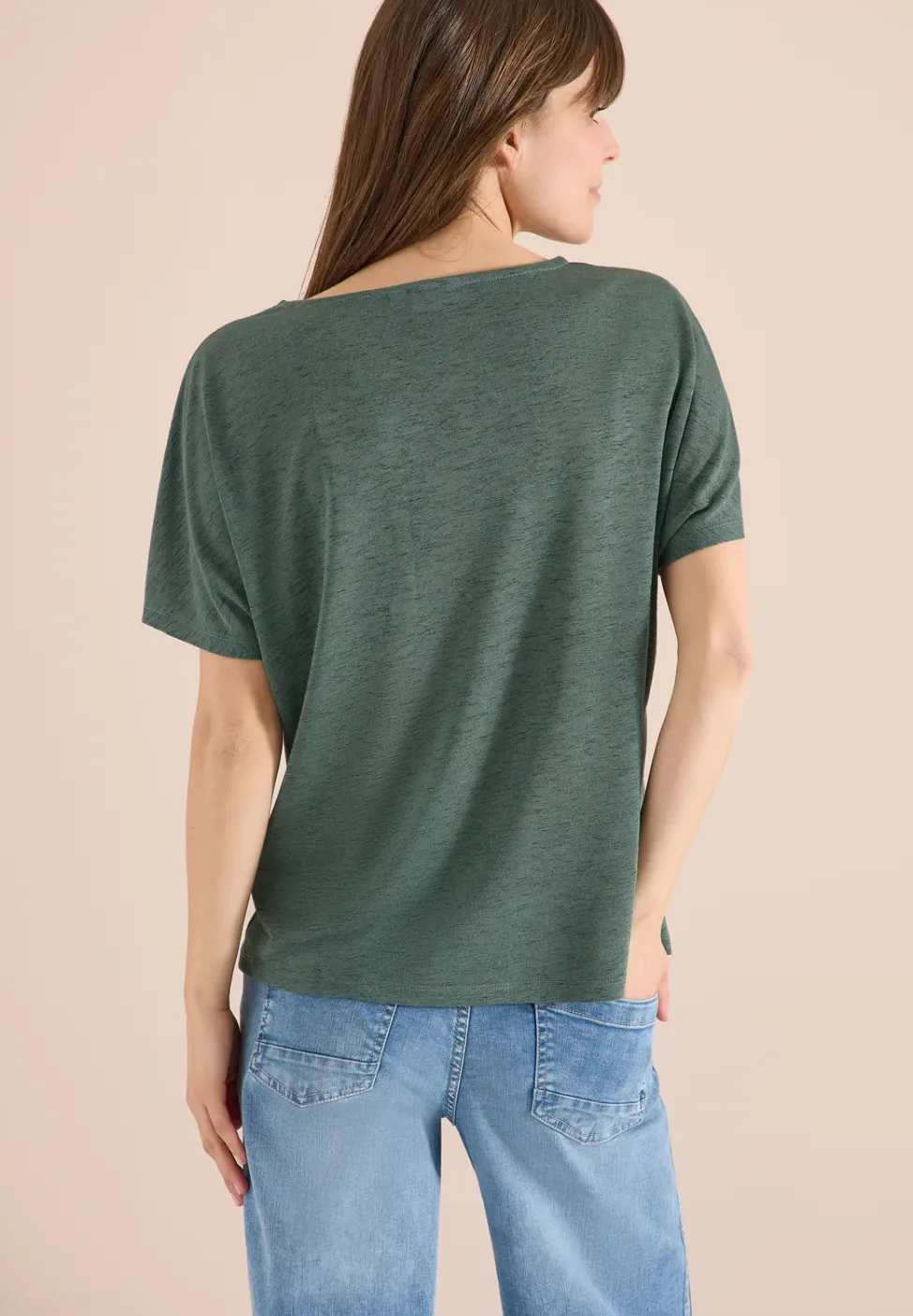 Shirt met overhangende schouders in linnenlook
