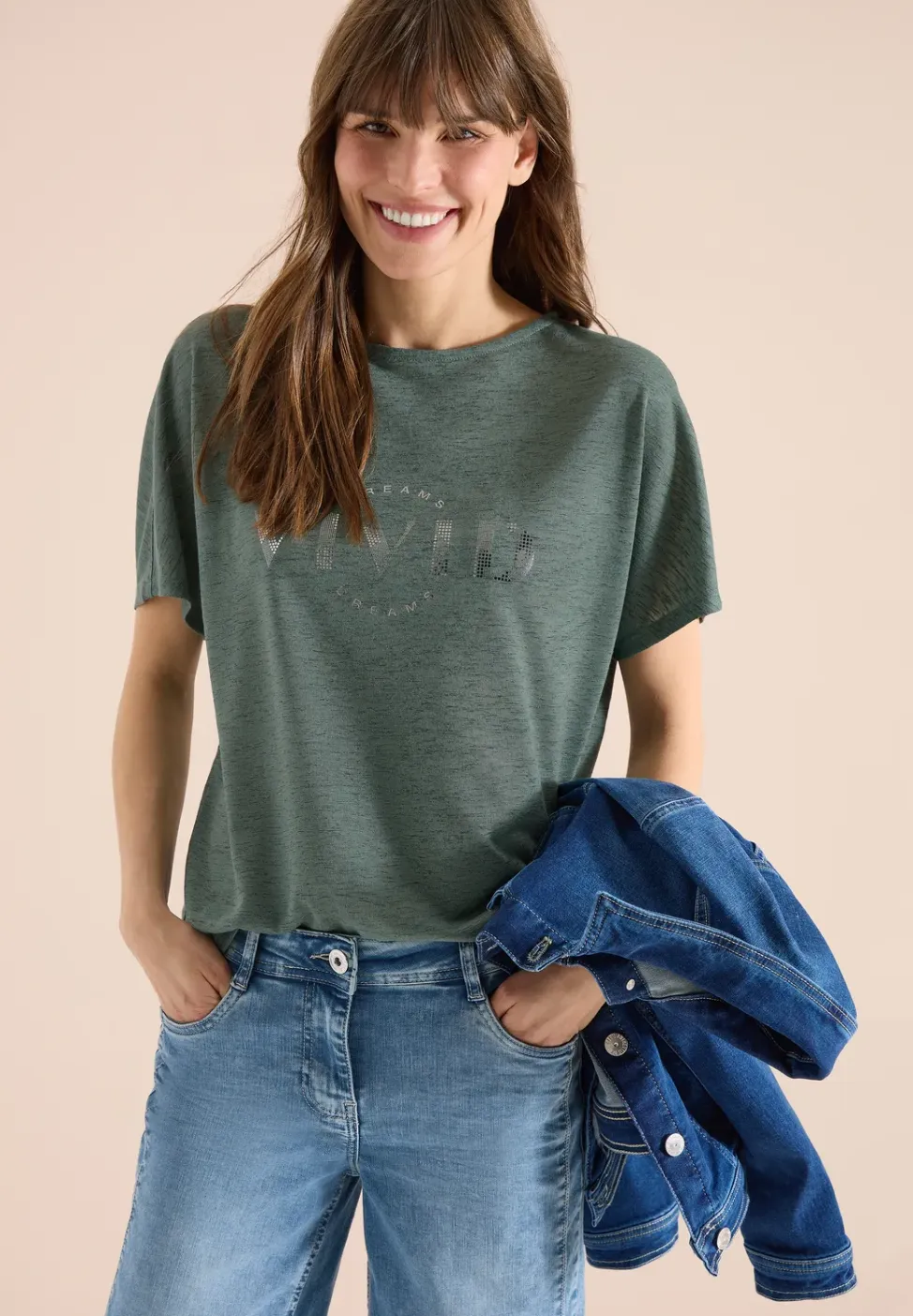 Shirt met overhangende schouders in linnenlook