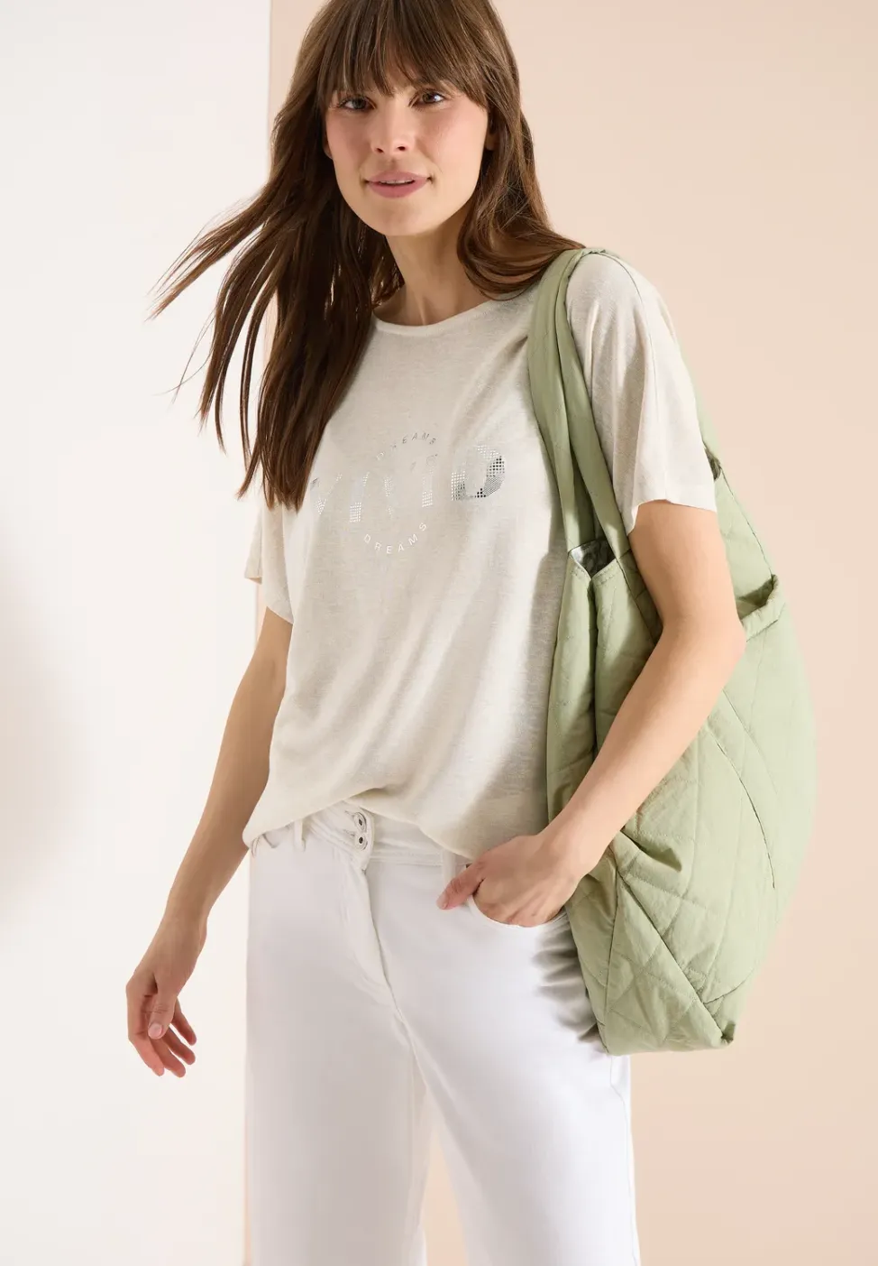 Shirt met overhangende schouders in linnenlook