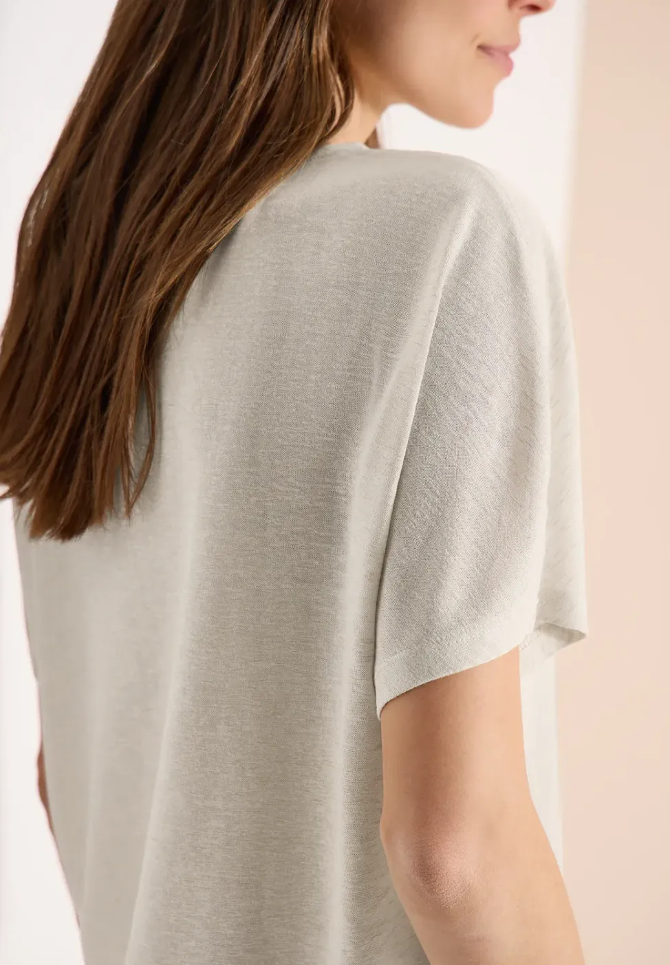 Shirt met overhangende schouders in linnenlook