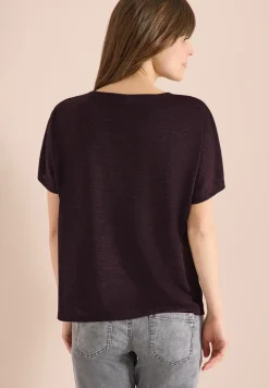 Shirt met overhangende schouders in linnenlook