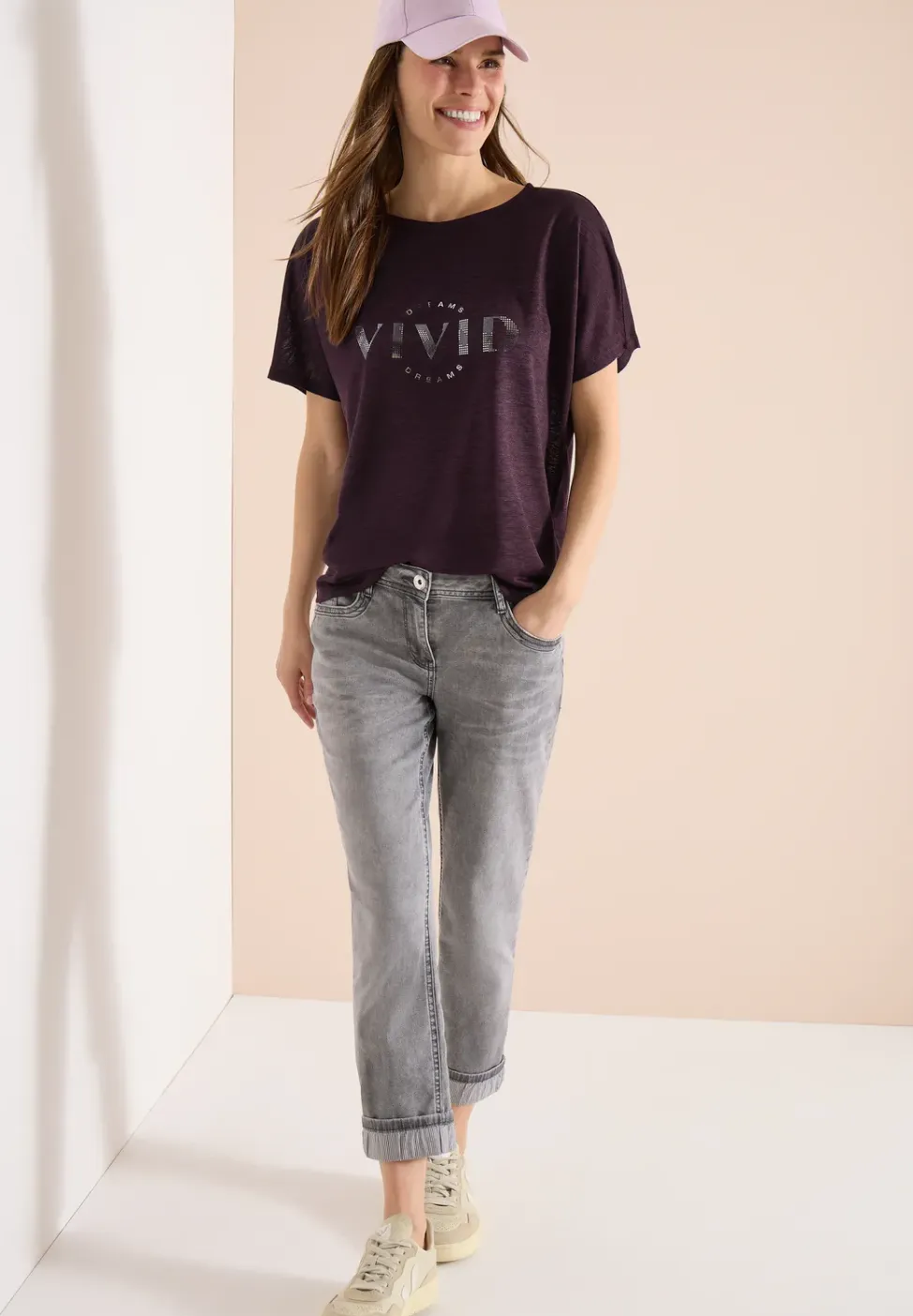 Shirt met overhangende schouders in linnenlook