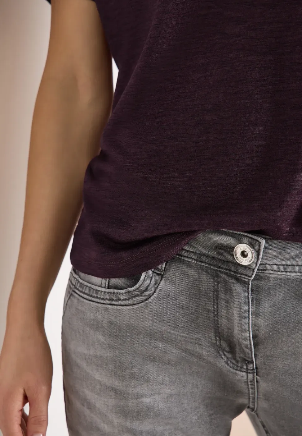 Shirt met overhangende schouders in linnenlook