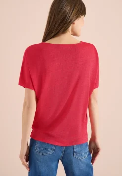 Shirt met overhangende schouders in linnenlook