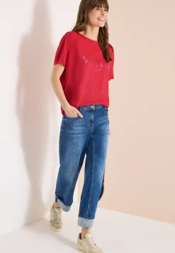 Shirt met overhangende schouders in linnenlook