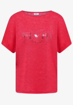 Shirt met overhangende schouders in linnenlook