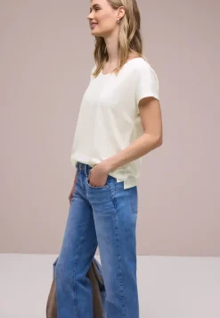 Shirt met overhangende schouders in linnenlook