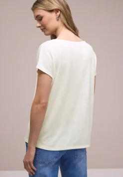 Shirt met overhangende schouders in linnenlook