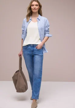 Shirt met overhangende schouders in linnenlook