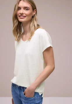 Shirt met overhangende schouders in linnenlook