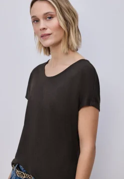 Shirt met overhangende schouders in linnenlook