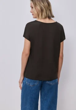 Shirt met overhangende schouders in linnenlook