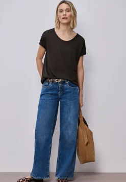 Shirt met overhangende schouders in linnenlook