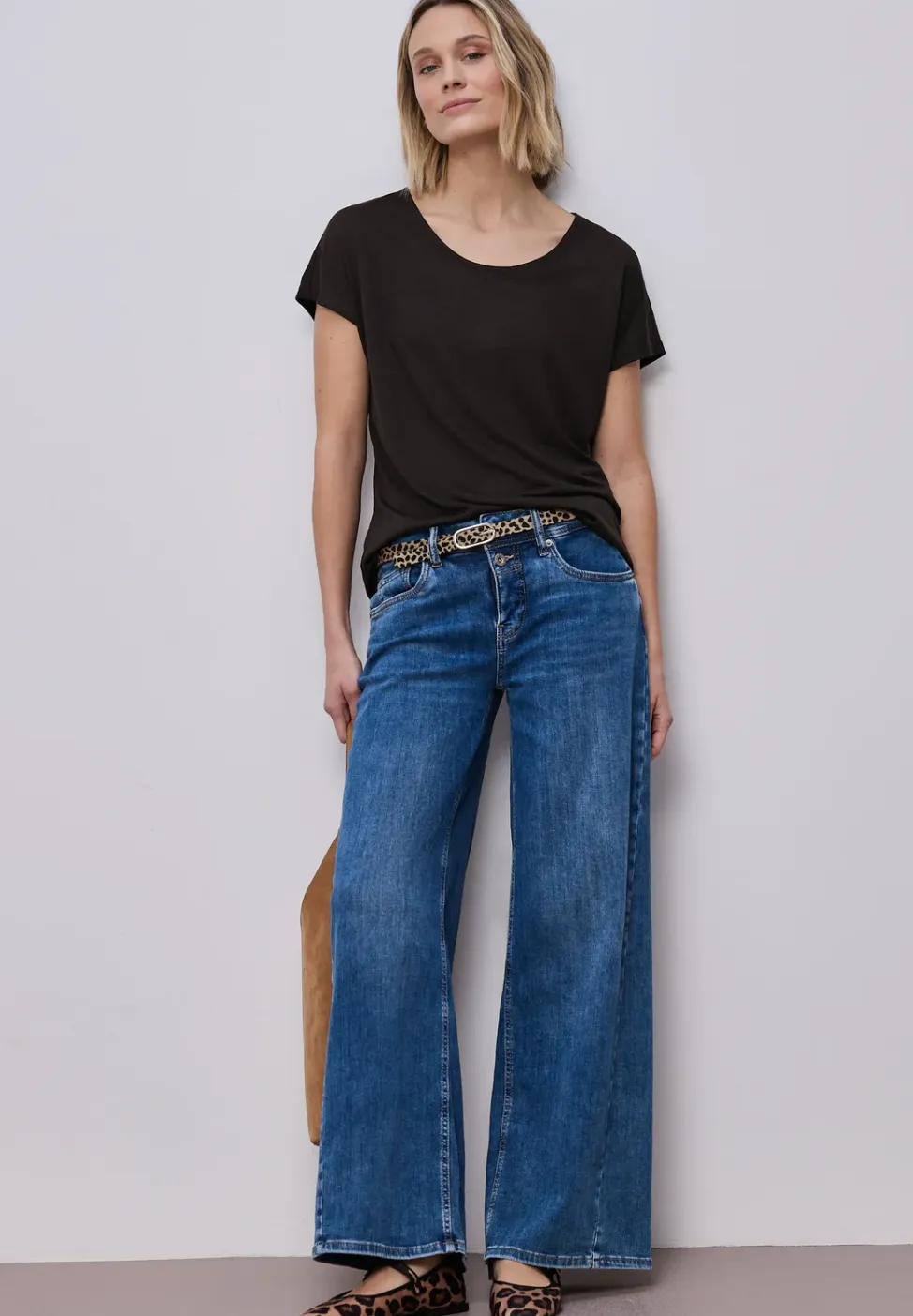 Shirt met overhangende schouders in linnenlook