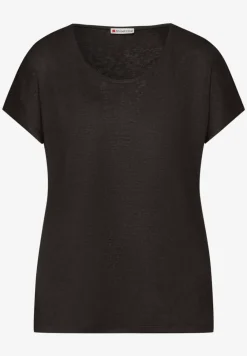 Shirt met overhangende schouders in linnenlook