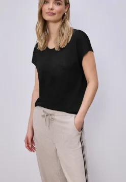 Shirt met overhangende schouders in linnenlook