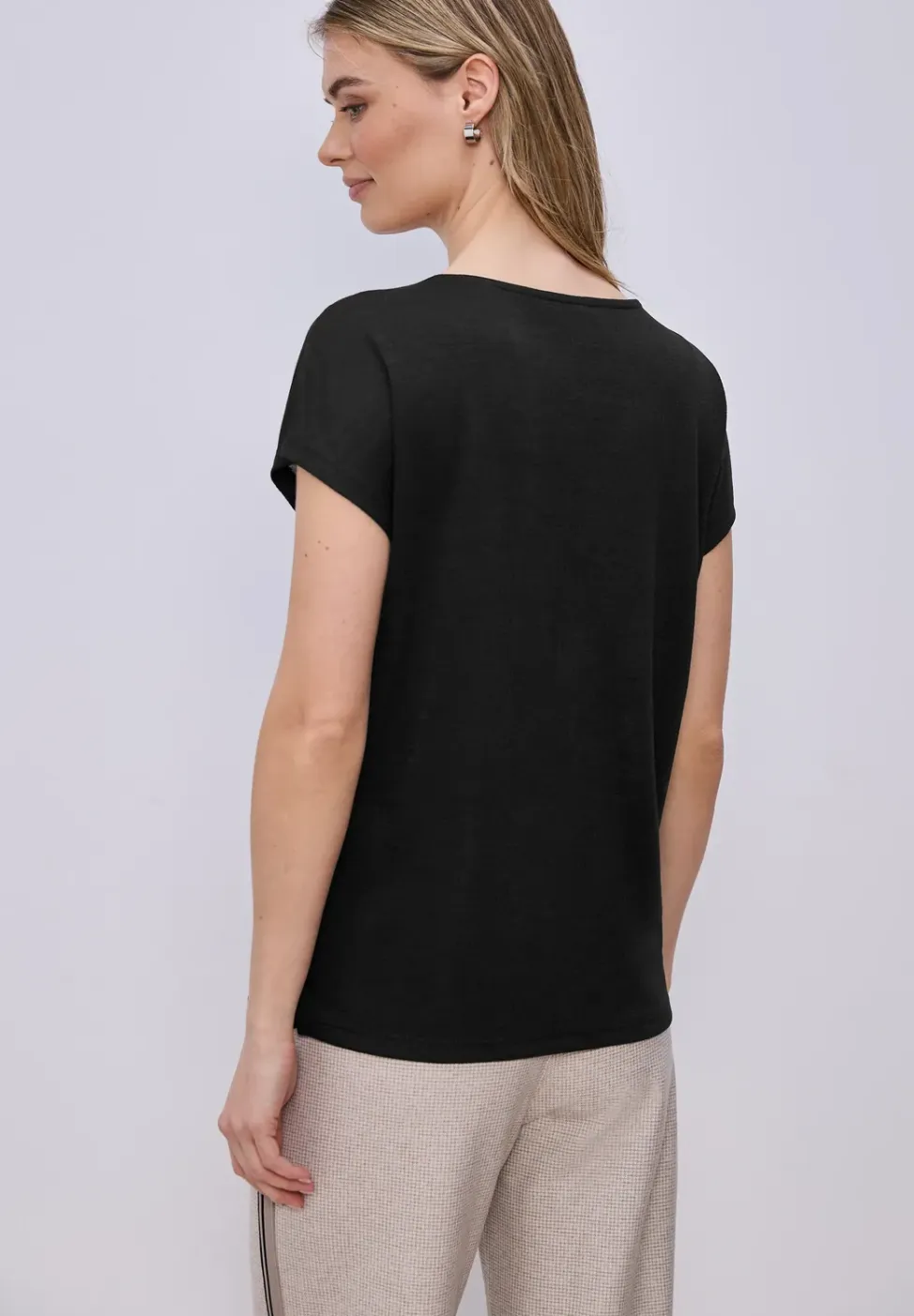 Shirt met overhangende schouders in linnenlook