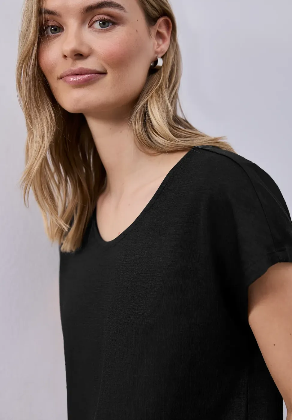 Shirt met overhangende schouders in linnenlook