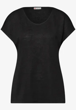 Shirt met overhangende schouders in linnenlook