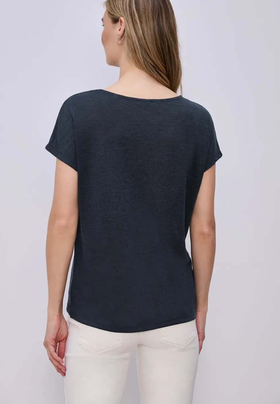 Shirt met overhangende schouders in linnenlook