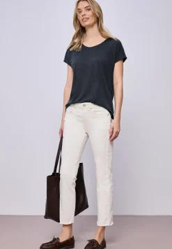 Shirt met overhangende schouders in linnenlook