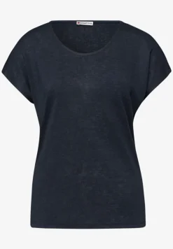 Shirt met overhangende schouders in linnenlook