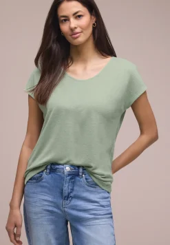 Shirt met overhangende schouders in linnenlook