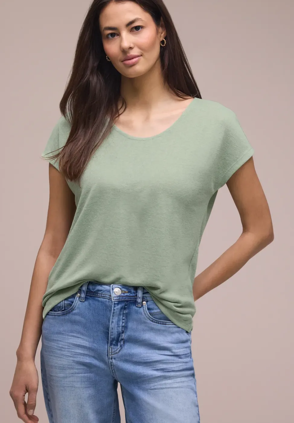Shirt met overhangende schouders in linnenlook