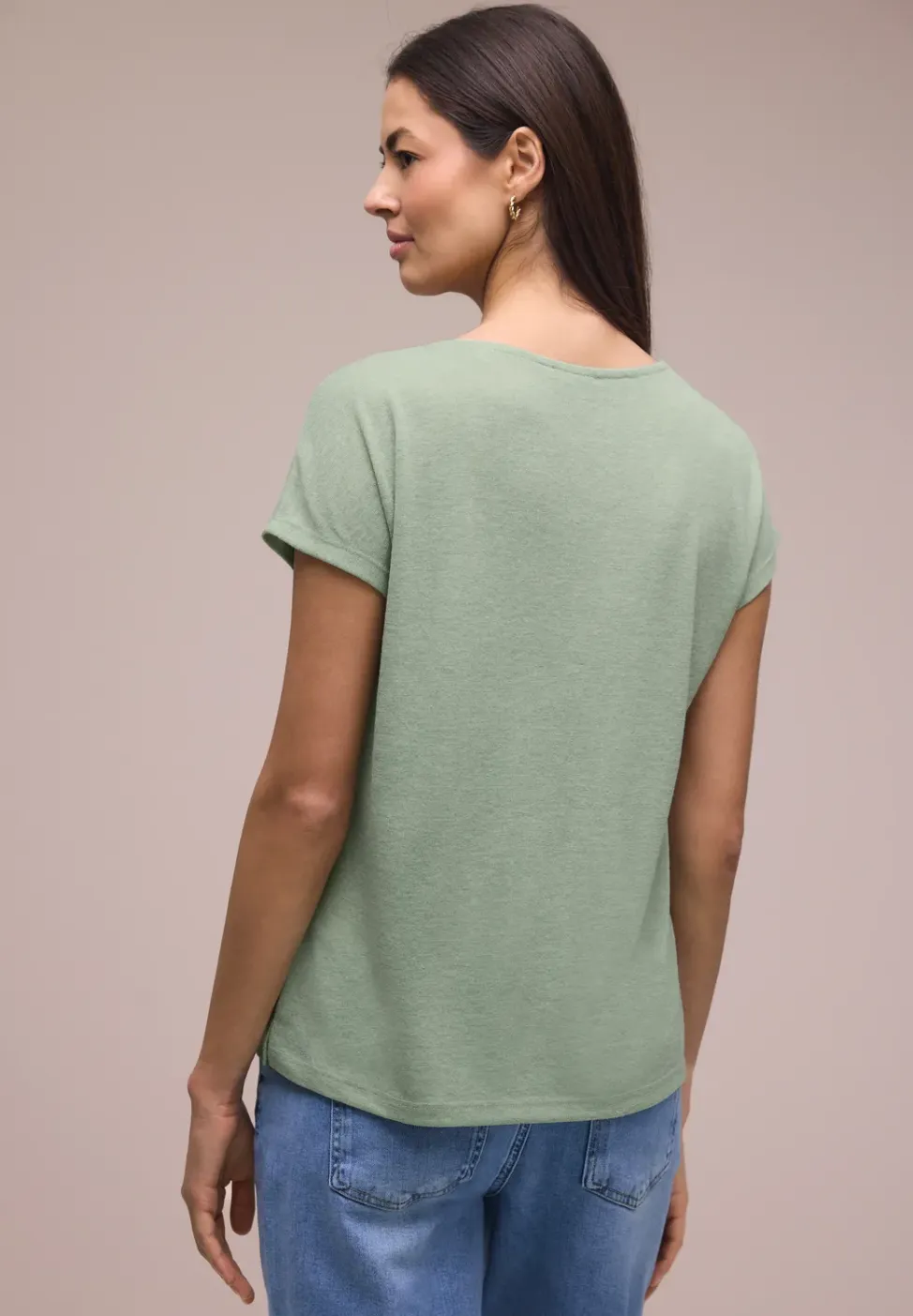 Shirt met overhangende schouders in linnenlook