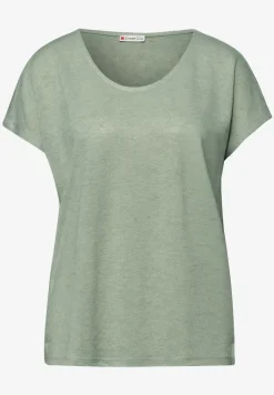 Shirt met overhangende schouders in linnenlook