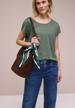Shirt met overhangende schouders in linnenlook