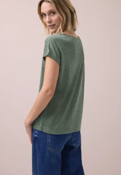 Shirt met overhangende schouders in linnenlook