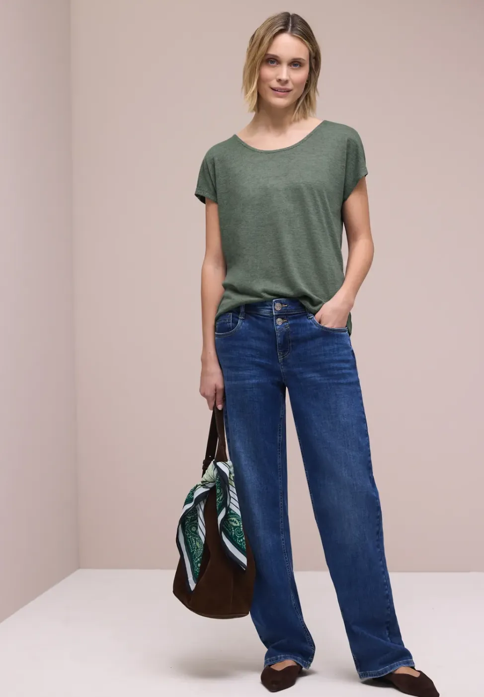 Shirt met overhangende schouders in linnenlook