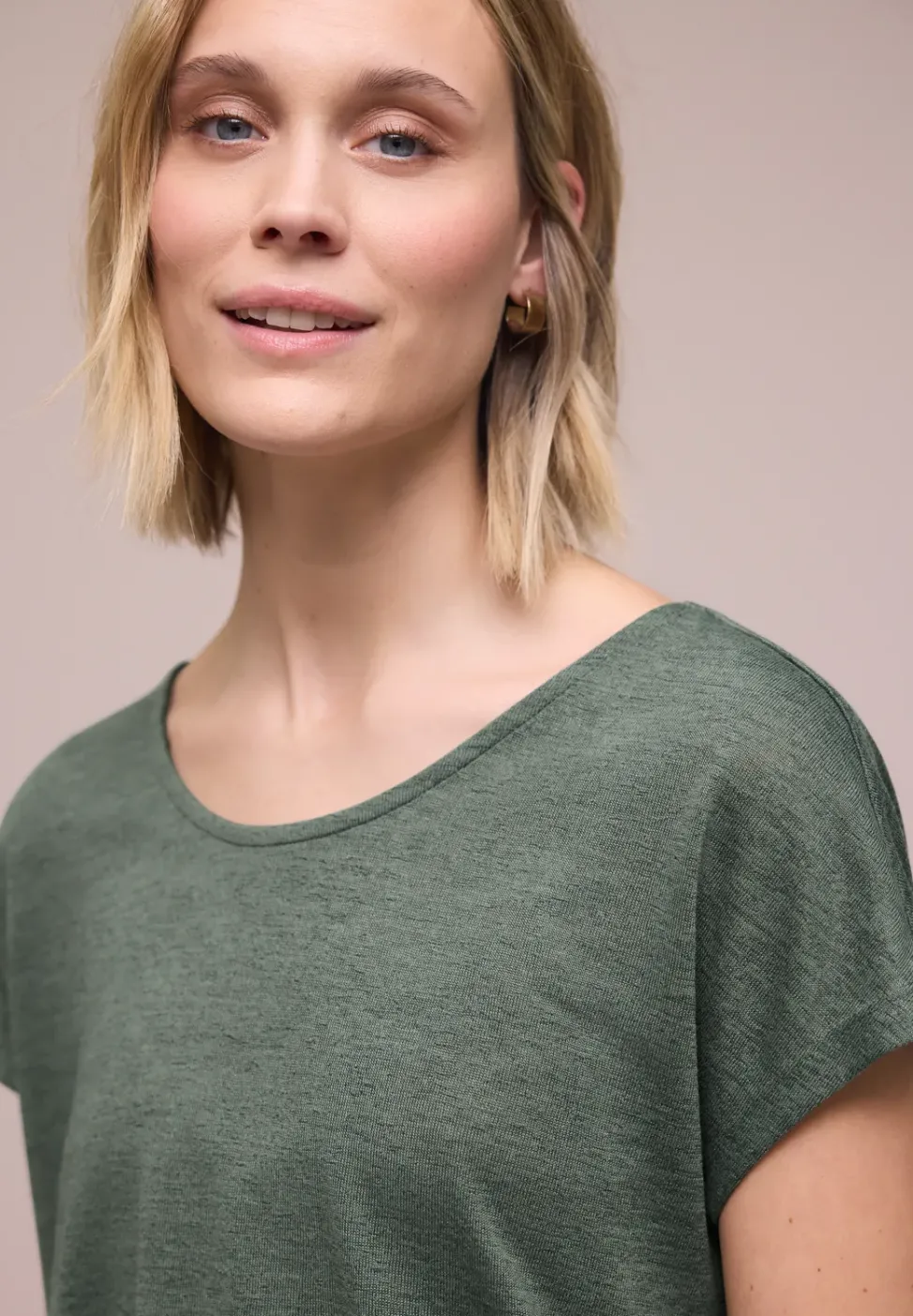 Shirt met overhangende schouders in linnenlook