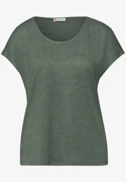 Shirt met overhangende schouders in linnenlook
