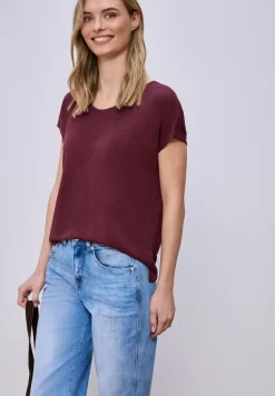 Shirt met overhangende schouders in linnenlook
