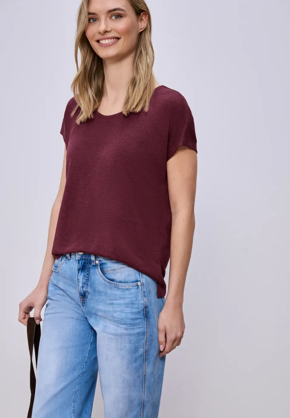 Shirt met overhangende schouders in linnenlook