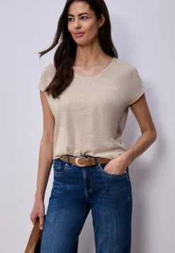 Shirt met overhangende schouders in linnenlook