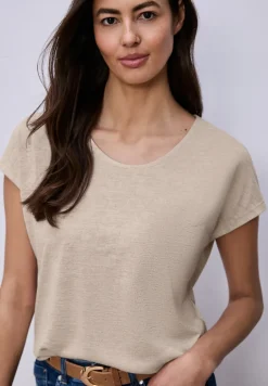 Shirt met overhangende schouders in linnenlook