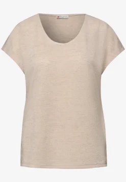 Shirt met overhangende schouders in linnenlook