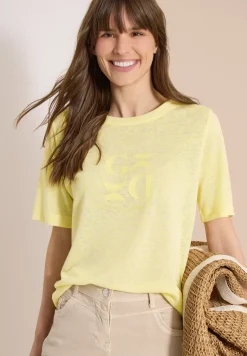 Shirt met print in linnenlook