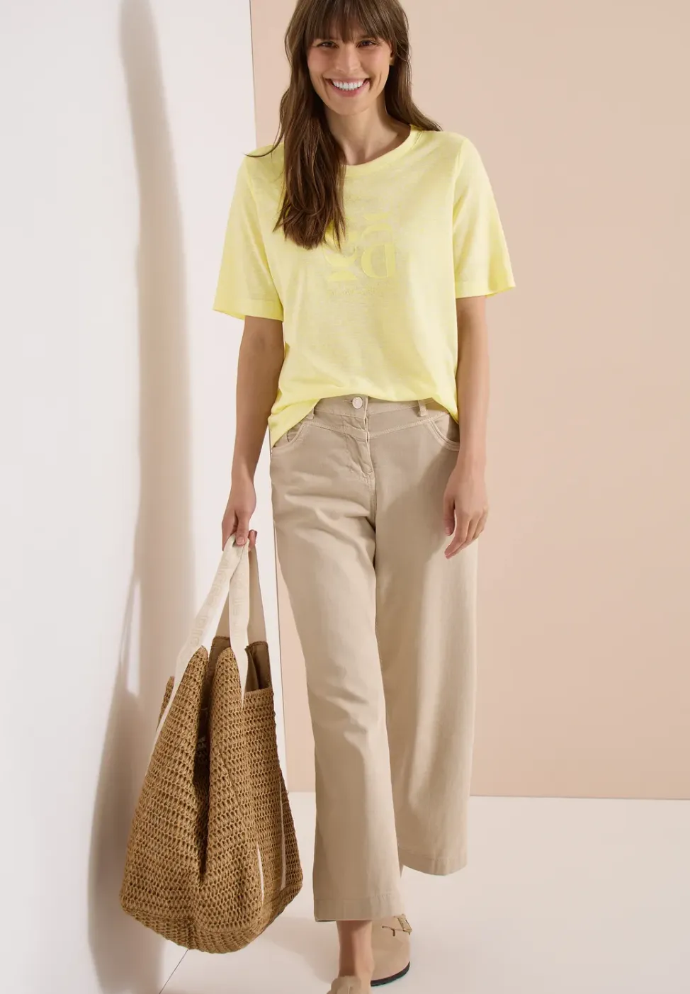 Shirt met print in linnenlook