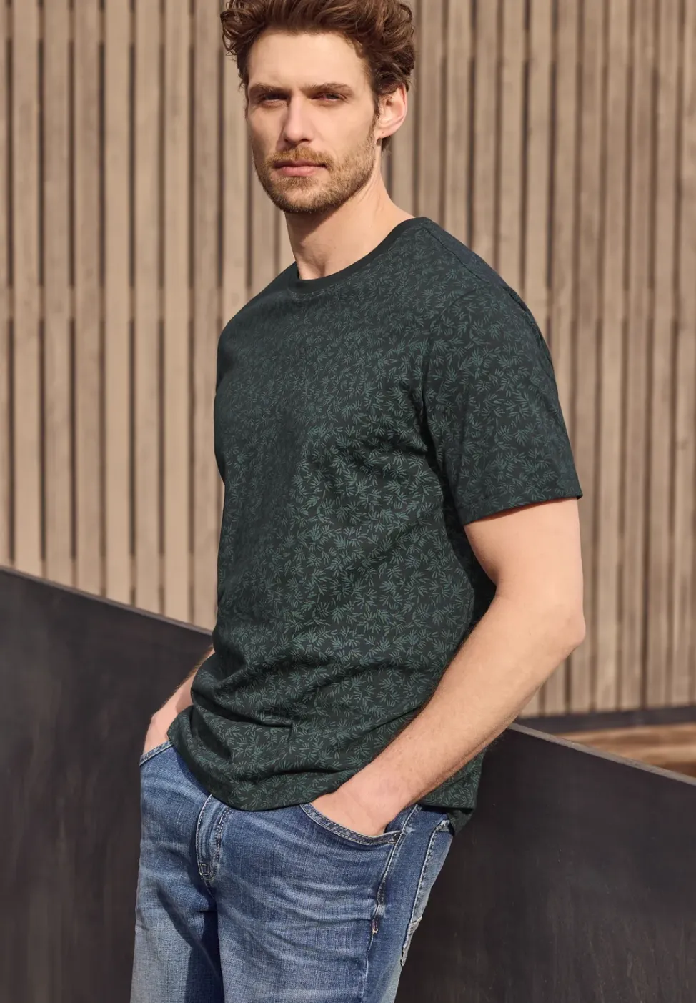 Shirt met ronde hals en all-over print